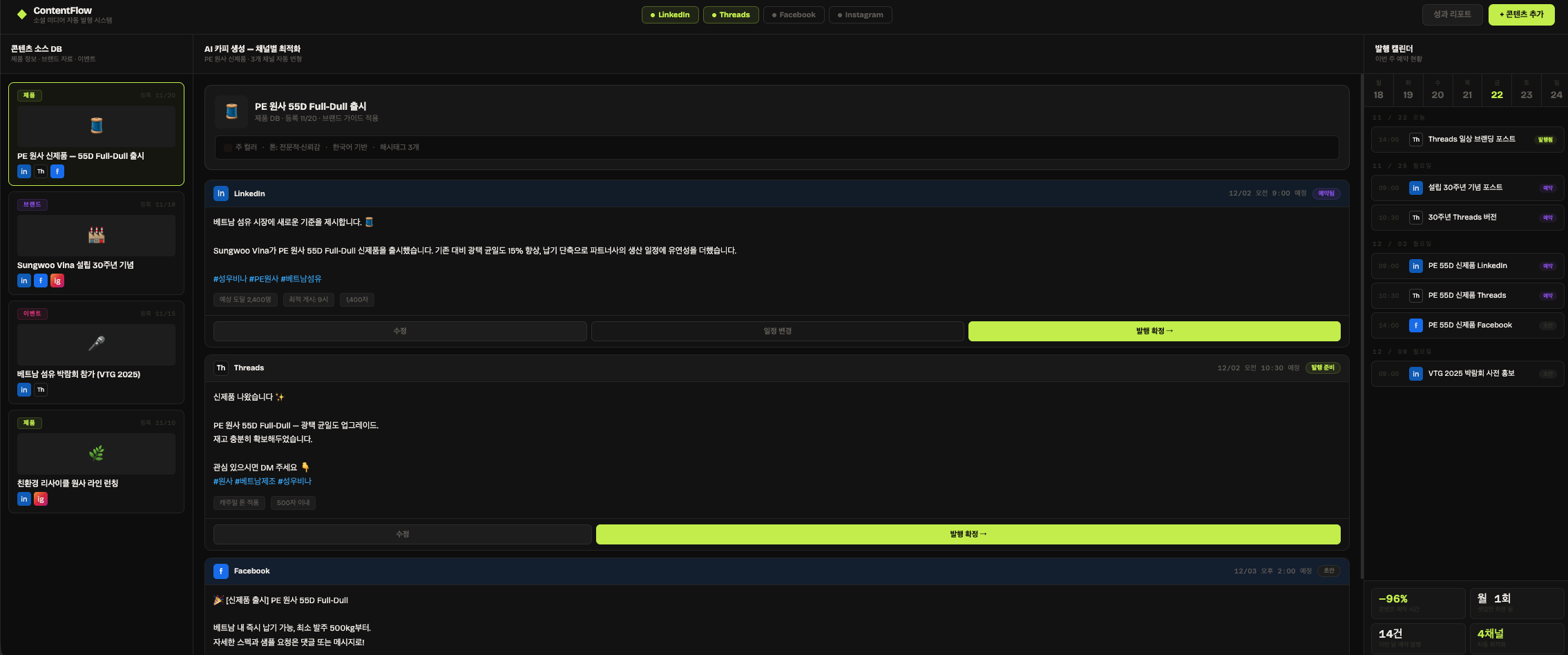 소셜 미디어 콘텐츠 자동화 사례
