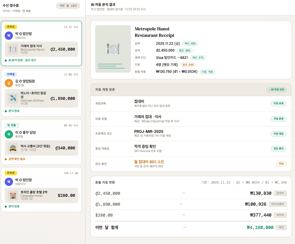 지출 자동 정산 사례